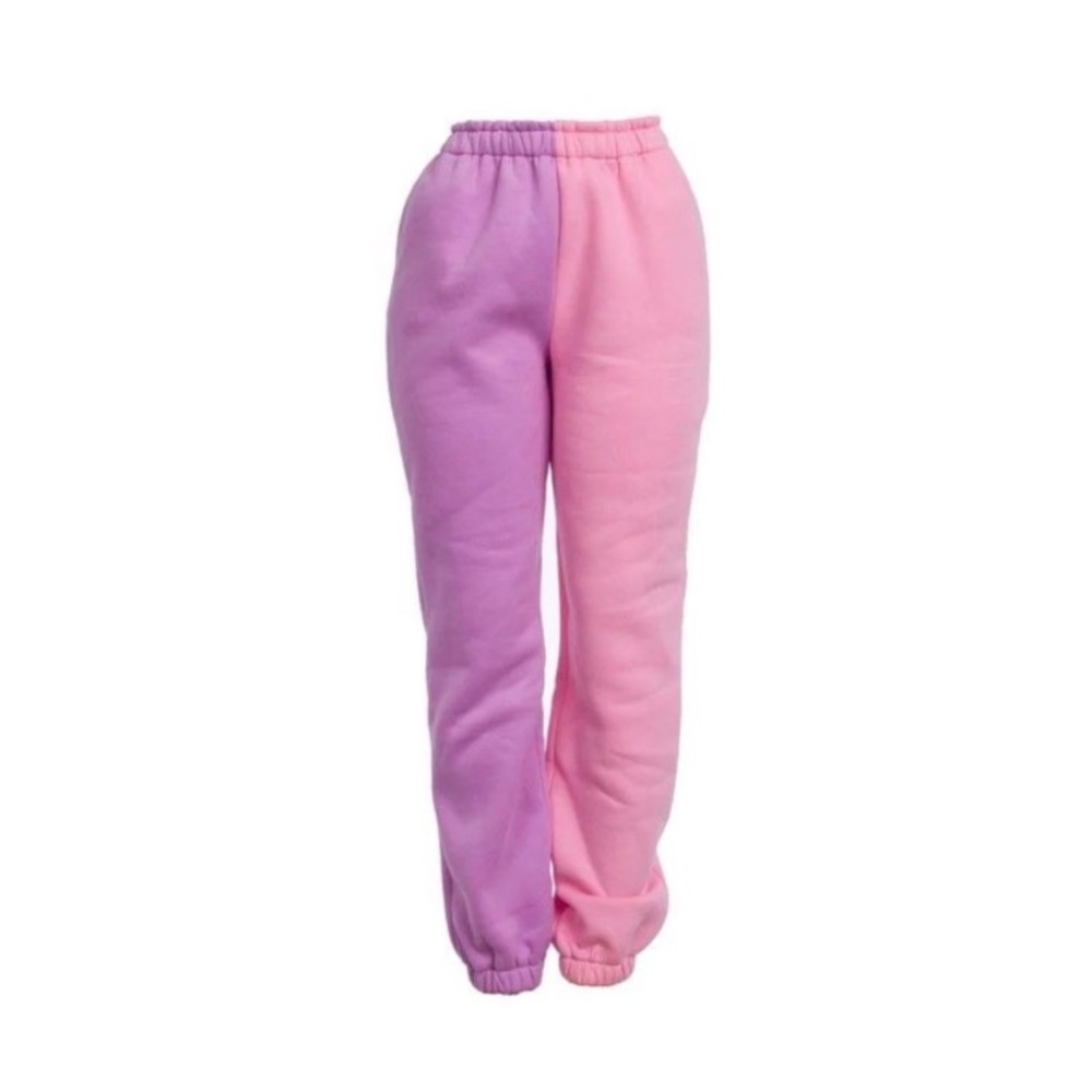 Split Color High Waist Sweat Pants
